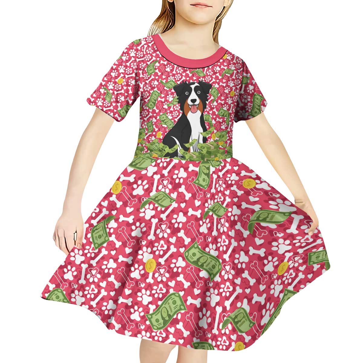 I Work Hard So That My Dog Can Have A Better Life Christmas Christmas Kid Short Sleeve Dress Xmas Holiday Patterns - Wonder Print Shop