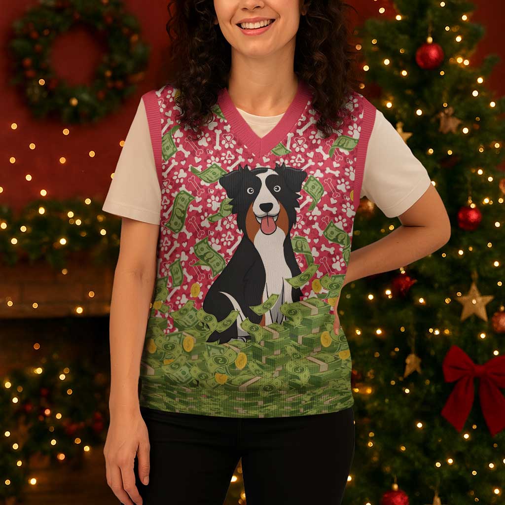 I Work Hard So That My Dog Can Have A Better Life Christmas Christmas Knitted V-Neck Vest Xmas Holiday Patterns - Wonder Print Shop