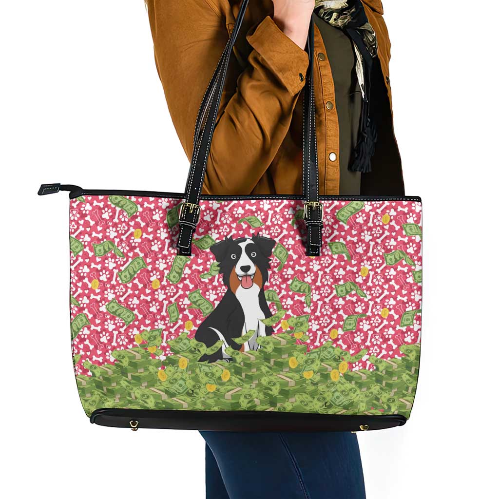I Work Hard So That My Dog Can Have A Better Life Christmas Christmas Leather Tote Bag Xmas Holiday Patterns - Wonder Print Shop