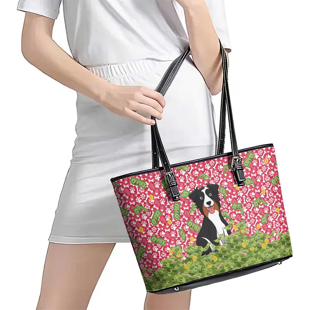I Work Hard So That My Dog Can Have A Better Life Christmas Christmas Leather Tote Bag Xmas Holiday Patterns - Wonder Print Shop