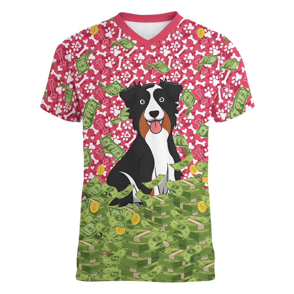 I Work Hard So That My Dog Can Have A Better Life Christmas Christmas Women V-Neck T-Shirt Xmas Holiday Patterns - Wonder Print Shop