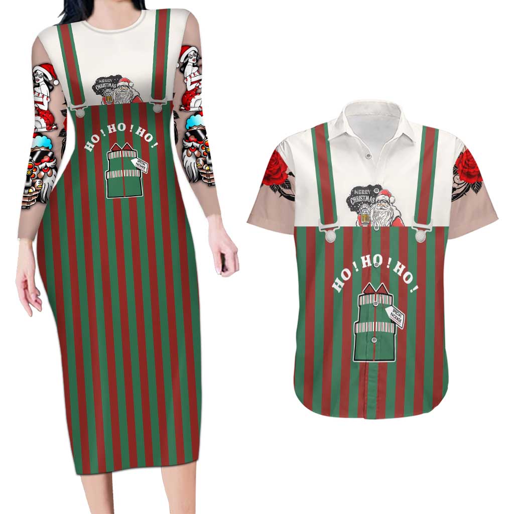 Stay With My Pig Christmas Christmas Couples Matching Long Sleeve Bodycon Dress and Hawaiian Shirt Xmas Holiday Patterns - Wonder Print Shop