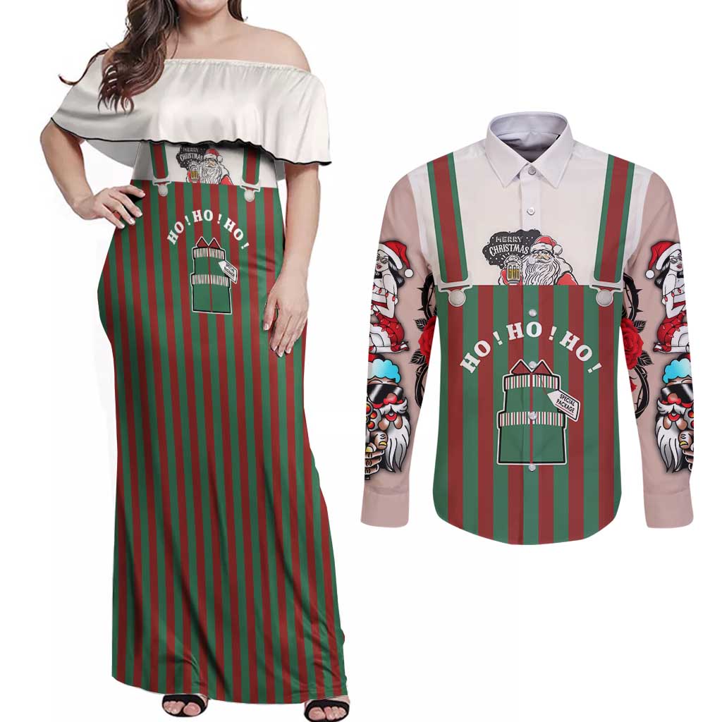 Stay With My Pig Christmas Christmas Couples Matching Off Shoulder Maxi Dress and Long Sleeve Button Shirt Xmas Holiday Patterns - Wonder Print Shop