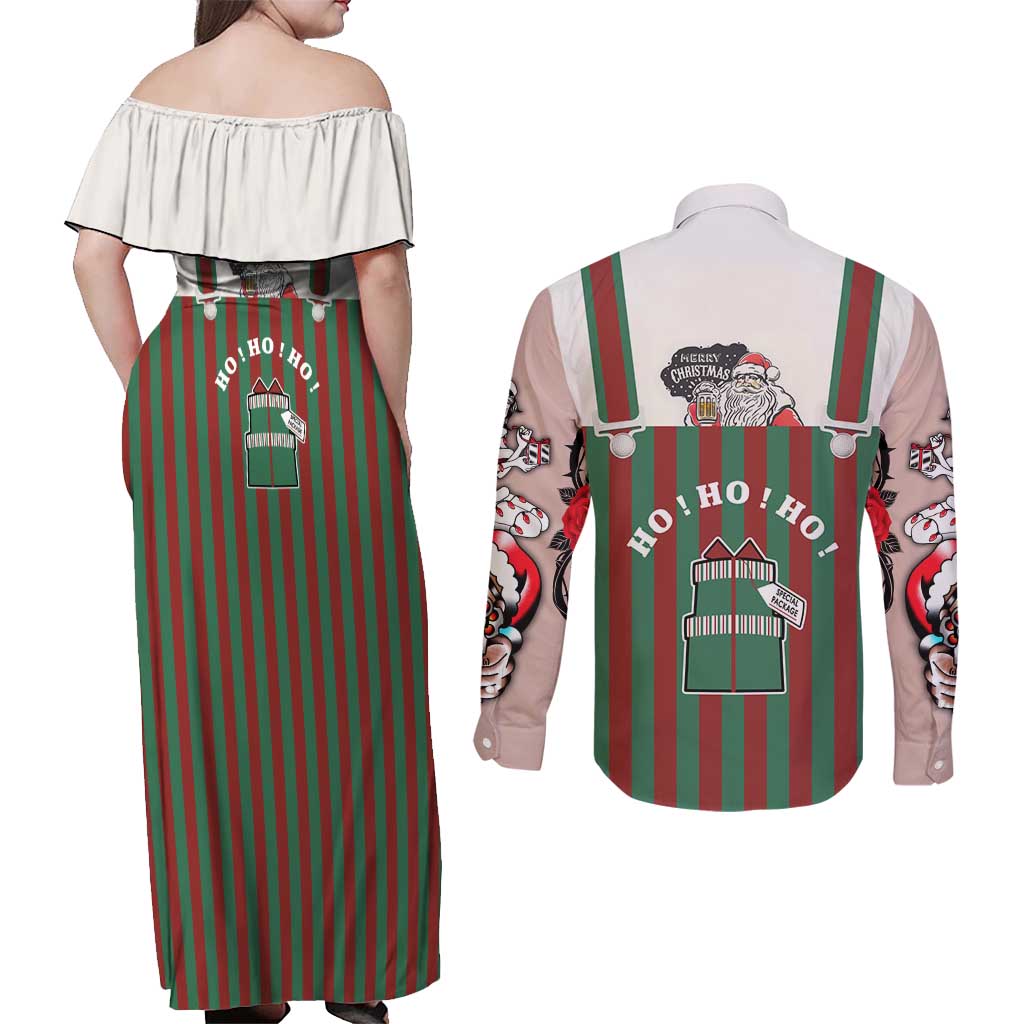 Stay With My Pig Christmas Christmas Couples Matching Off Shoulder Maxi Dress and Long Sleeve Button Shirt Xmas Holiday Patterns - Wonder Print Shop