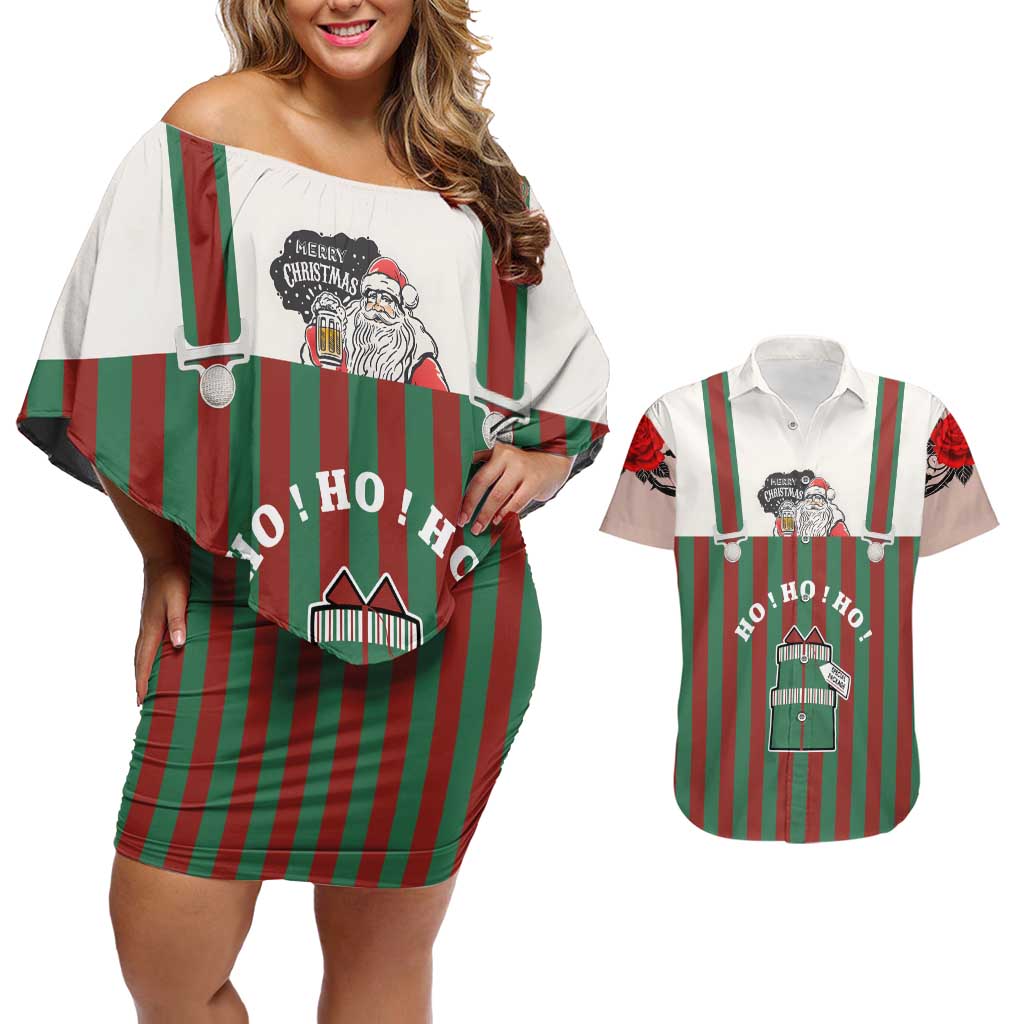 Stay With My Pig Christmas Christmas Couples Matching Off Shoulder Short Dress and Hawaiian Shirt Xmas Holiday Patterns - Wonder Print Shop