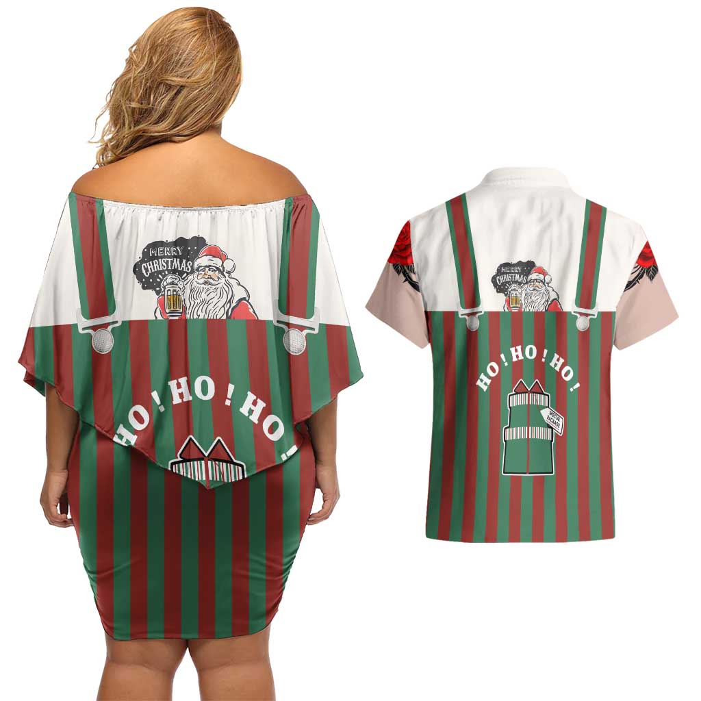 Stay With My Pig Christmas Christmas Couples Matching Off Shoulder Short Dress and Hawaiian Shirt Xmas Holiday Patterns - Wonder Print Shop