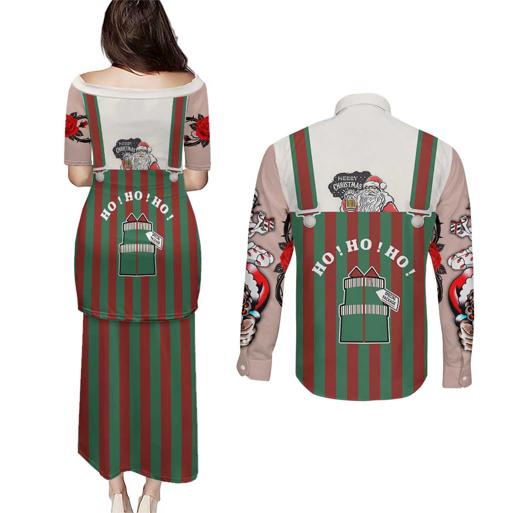 Stay With My Pig Christmas Christmas Couples Matching Puletasi and Long Sleeve Button Shirt Xmas Holiday Patterns - Wonder Print Shop