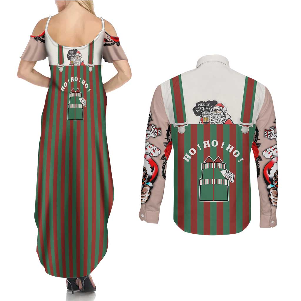 Stay With My Pig Christmas Christmas Couples Matching Summer Maxi Dress and Long Sleeve Button Shirt Xmas Holiday Patterns - Wonder Print Shop