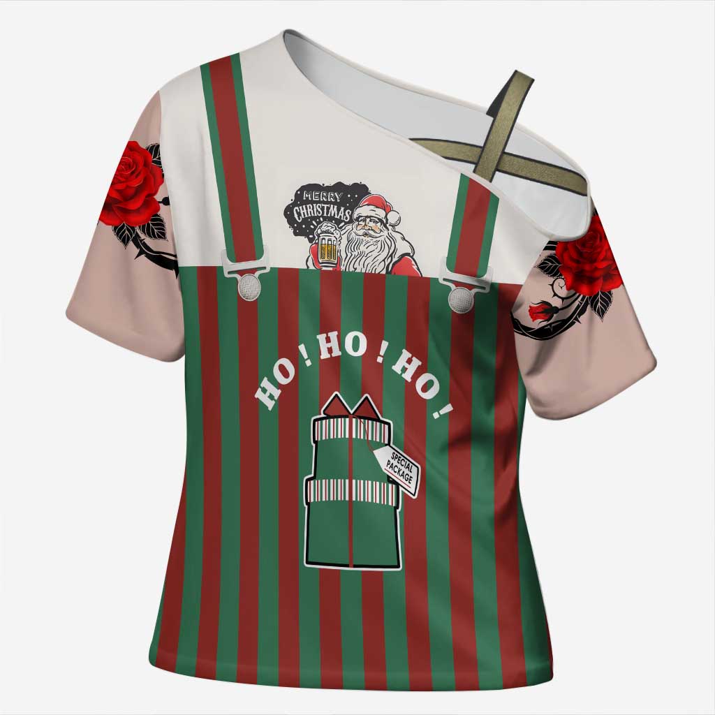 Stay With My Pig Christmas Christmas Cross Shoulder Shirt Xmas Holiday Patterns - Wonder Print Shop