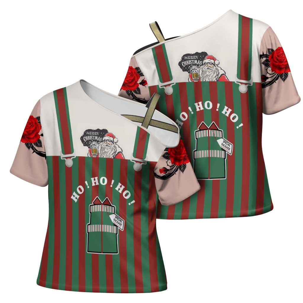 Stay With My Pig Christmas Christmas Cross Shoulder Shirt Xmas Holiday Patterns - Wonder Print Shop