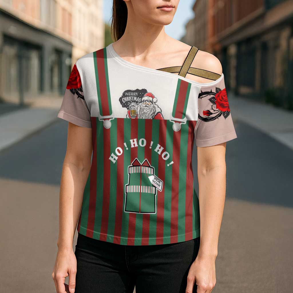 Stay With My Pig Christmas Christmas Cross Shoulder Shirt Xmas Holiday Patterns - Wonder Print Shop