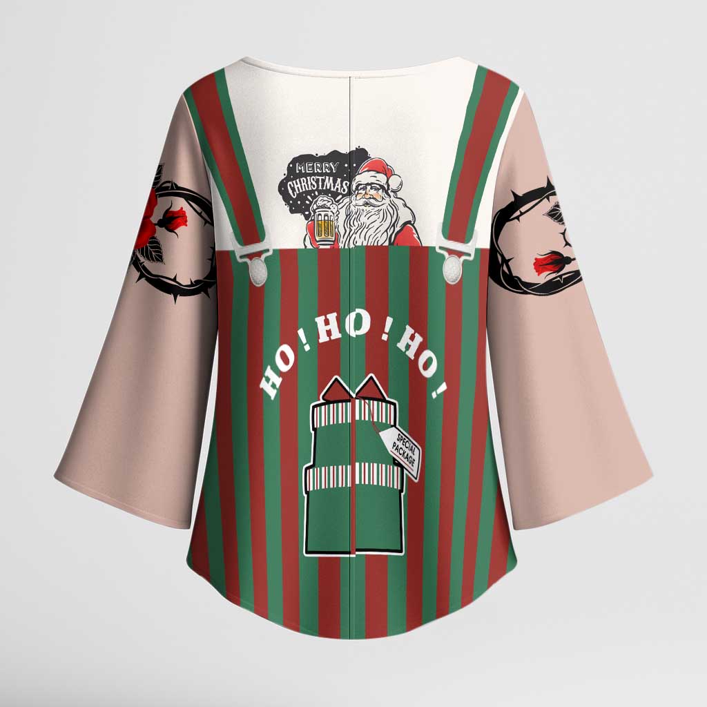 Stay With My Pig Christmas Christmas Kimono Sleeve Blouse Xmas Holiday Patterns - Wonder Print Shop