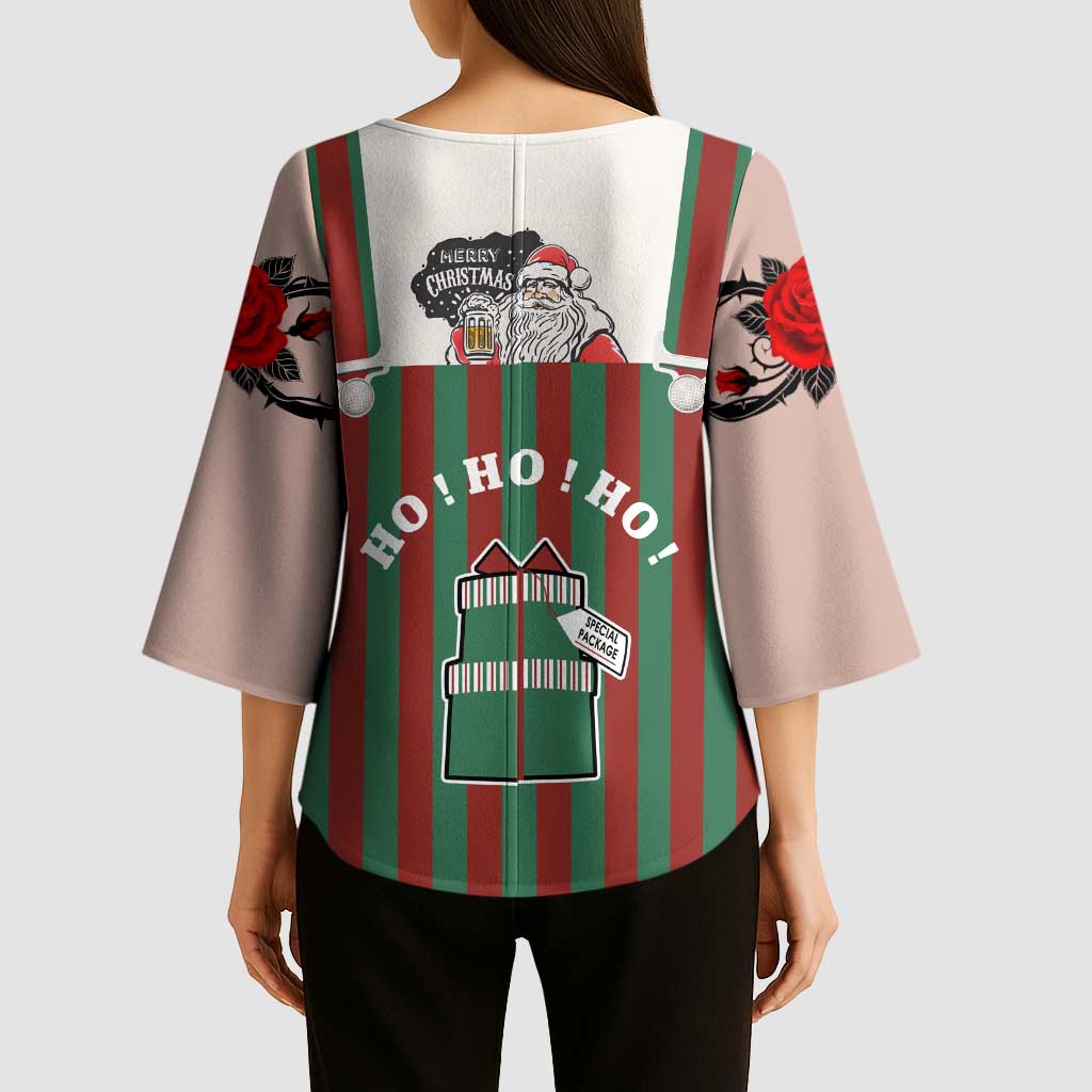 Stay With My Pig Christmas Christmas Kimono Sleeve Blouse Xmas Holiday Patterns - Wonder Print Shop