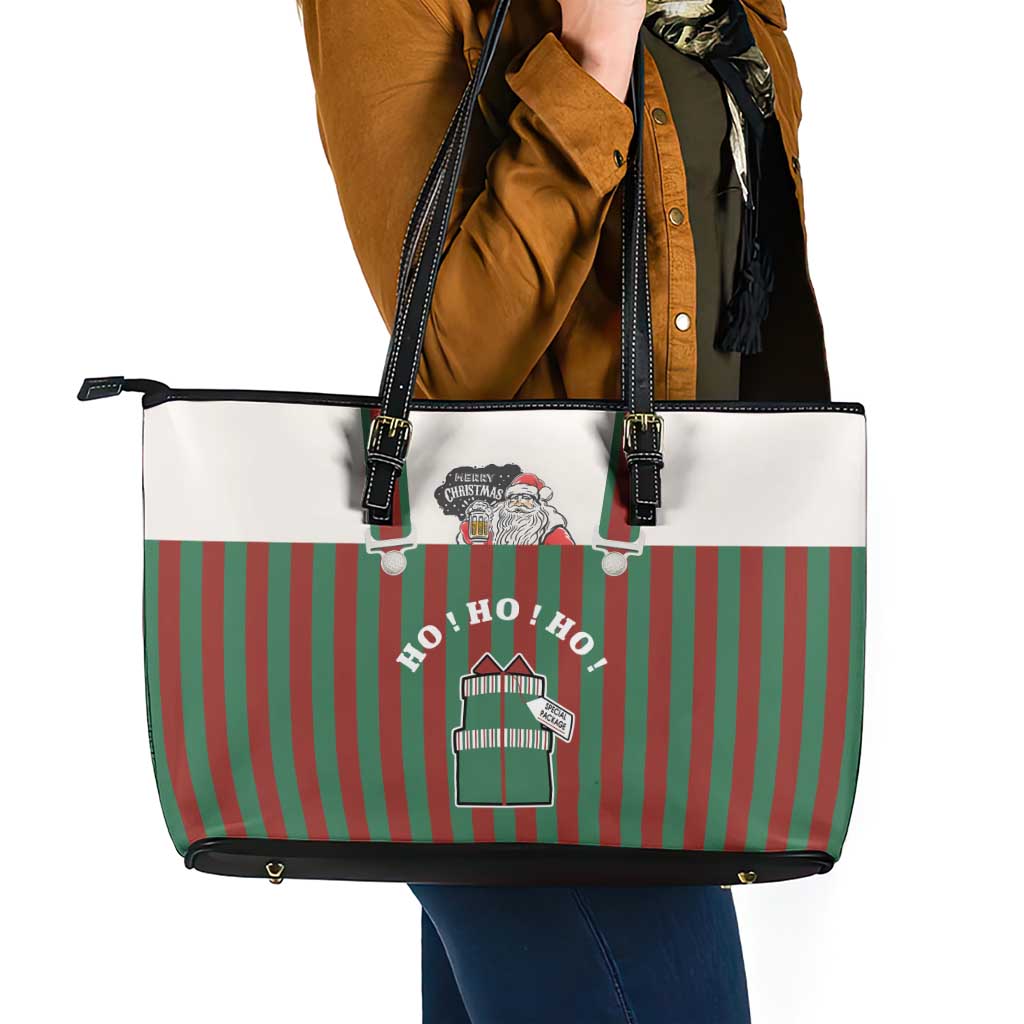 Stay With My Pig Christmas Christmas Leather Tote Bag Xmas Holiday Patterns - Wonder Print Shop
