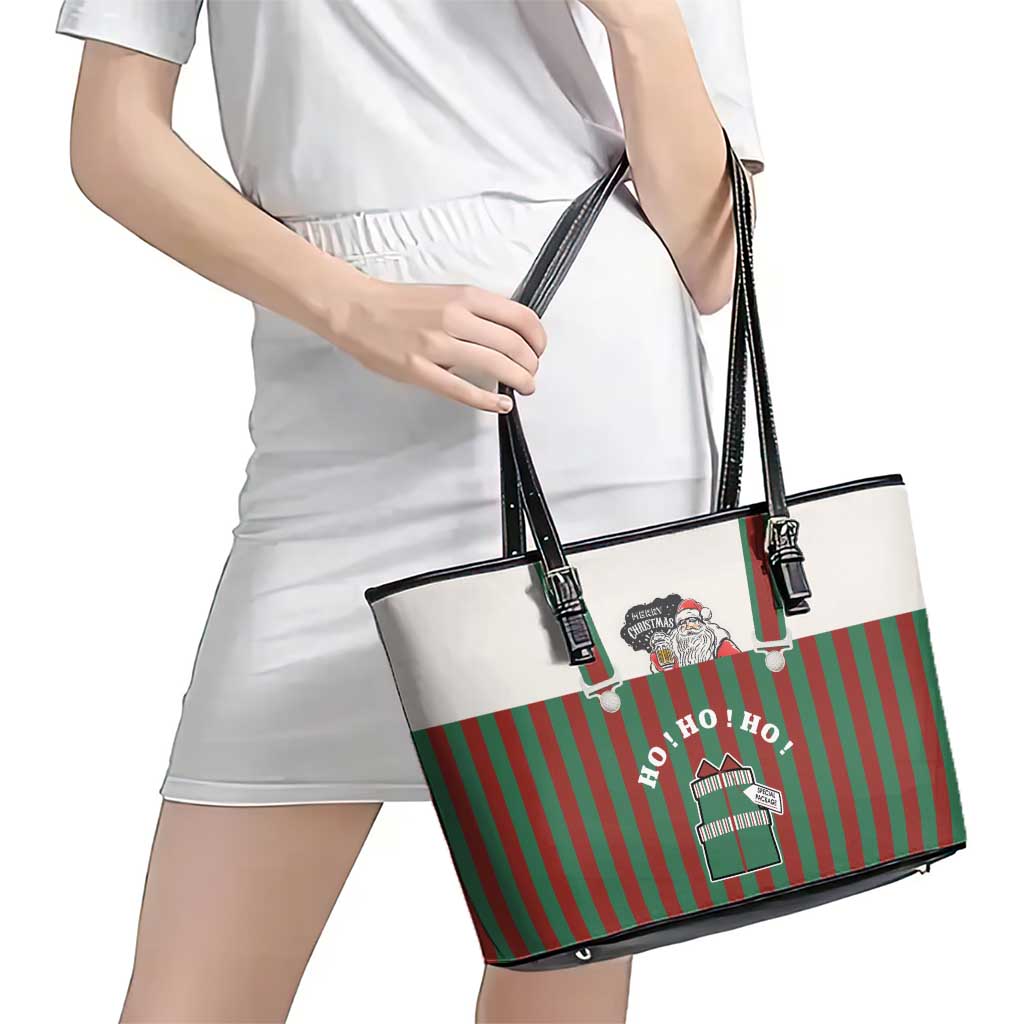 Stay With My Pig Christmas Christmas Leather Tote Bag Xmas Holiday Patterns - Wonder Print Shop