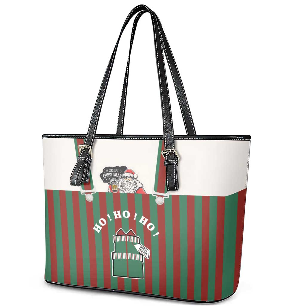Stay With My Pig Christmas Christmas Leather Tote Bag Xmas Holiday Patterns - Wonder Print Shop