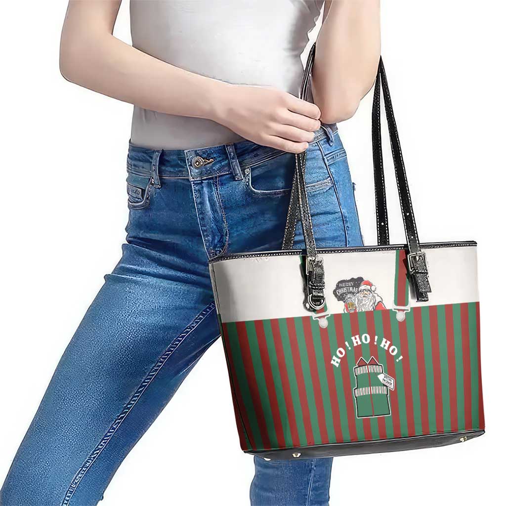 Stay With My Pig Christmas Christmas Leather Tote Bag Xmas Holiday Patterns - Wonder Print Shop