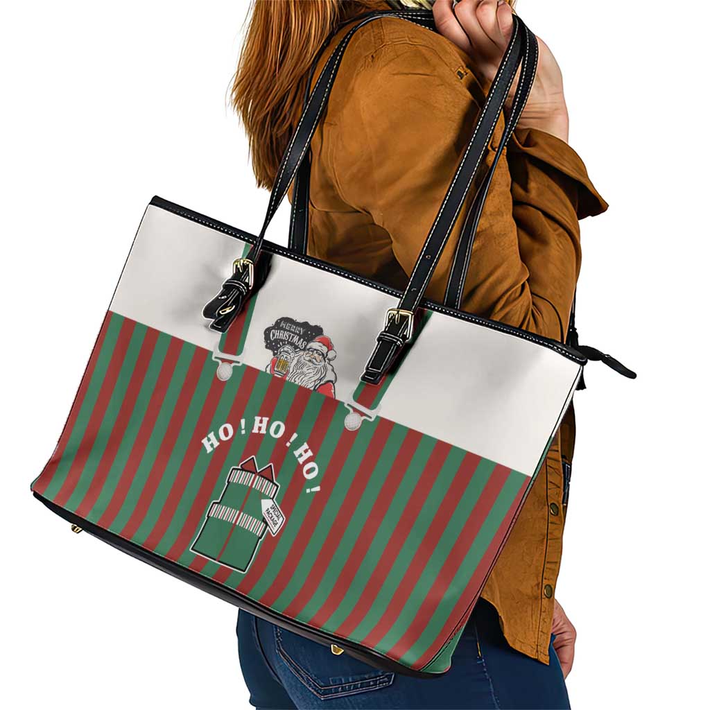 Stay With My Pig Christmas Christmas Leather Tote Bag Xmas Holiday Patterns - Wonder Print Shop