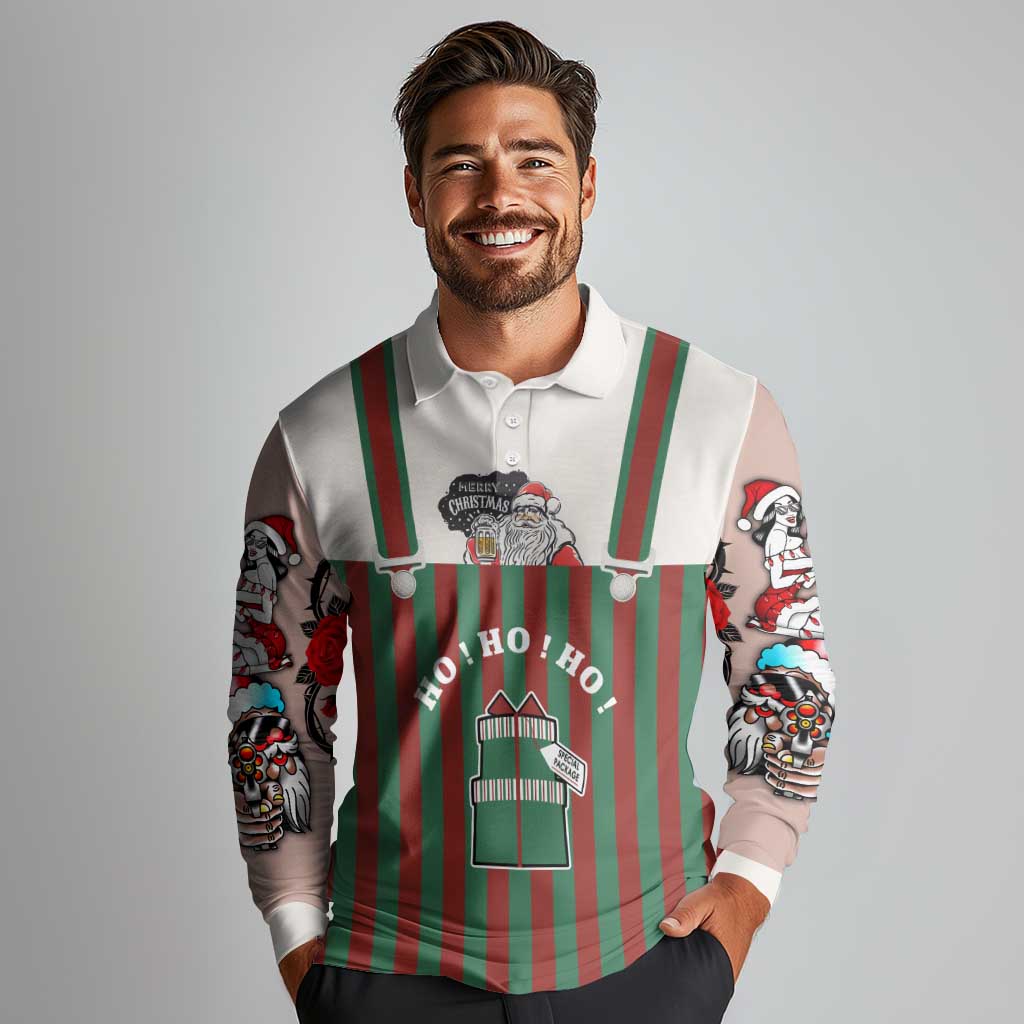 Stay With My Pig Christmas Christmas Long Sleeve Polo Shirt Xmas Holiday Patterns - Wonder Print Shop