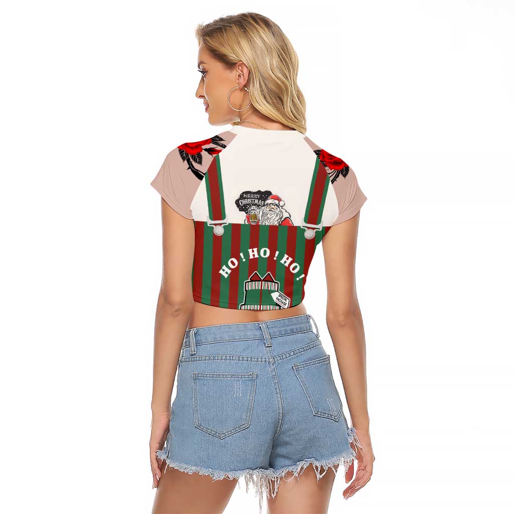 Stay With My Pig Christmas Christmas Raglan Cropped T Shirt Xmas Holiday Patterns - Wonder Print Shop