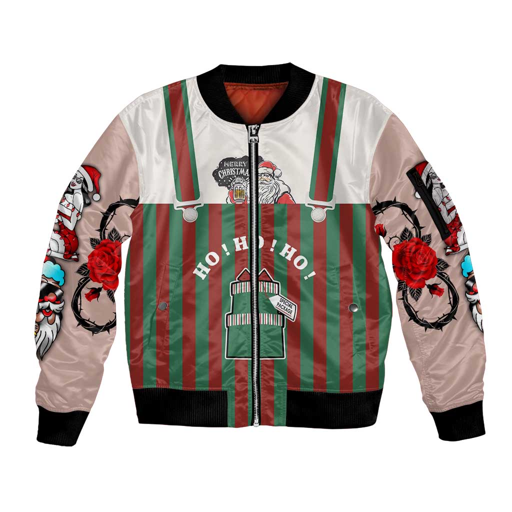 Stay With My Pig Christmas Christmas Sleeve Zip Bomber Jacket Xmas Holiday Patterns - Wonder Print Shop