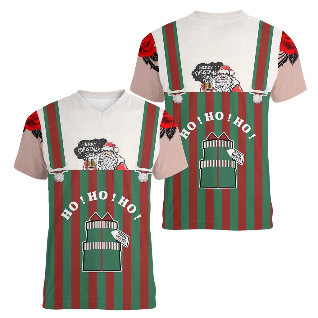 Stay With My Pig Christmas Christmas Women V-Neck T-Shirt Xmas Holiday Patterns - Wonder Print Shop