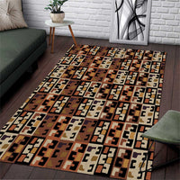 Kuba Flow Area Rug with Geometric Tribal Blocks and Earth-Tone Mosaic Design - Wonder Print Shop