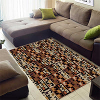 Kuba Flow Area Rug with Geometric Tribal Blocks and Earth-Tone Mosaic Design - Wonder Print Shop