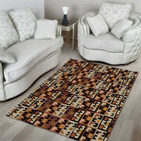 Kuba Flow Area Rug with Geometric Tribal Blocks and Earth-Tone Mosaic Design - Wonder Print Shop