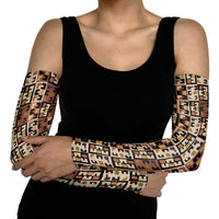 Kuba Flow Arm Sleeves with Geometric Tribal Blocks and Earth-Tone Mosaic Design - Wonder Print Shop