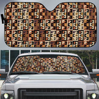 Kuba Flow Auto Sun Shade with Geometric Tribal Blocks and Earth-Tone Mosaic Design - Wonder Print Shop