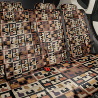 Kuba Flow Back Car Seat Cover with Geometric Tribal Blocks and Earth-Tone Mosaic Design - Wonder Print Shop