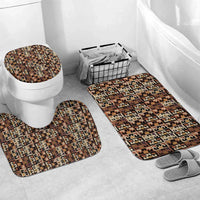 Kuba Flow Bathroom Set with Geometric Tribal Blocks and Earth-Tone Mosaic Design - Wonder Print Shop
