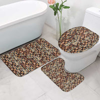 Kuba Flow Bathroom Set with Geometric Tribal Blocks and Earth-Tone Mosaic Design - Wonder Print Shop