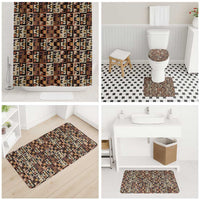 Kuba Flow Bathroom Set with Geometric Tribal Blocks and Earth-Tone Mosaic Design - Wonder Print Shop