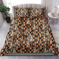 Kuba Flow Bedding Set with Geometric Tribal Blocks and Earth-Tone Mosaic Design - Wonder Print Shop