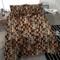 Kuba Flow Bedding Set with Geometric Tribal Blocks and Earth-Tone Mosaic Design - Wonder Print Shop