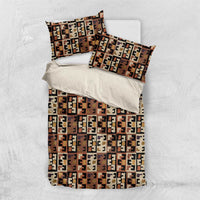 Kuba Flow Bedding Set with Geometric Tribal Blocks and Earth-Tone Mosaic Design - Wonder Print Shop