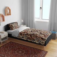 Kuba Flow Bedding Set with Geometric Tribal Blocks and Earth-Tone Mosaic Design - Wonder Print Shop