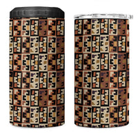 Kuba Flow 4 in 1 Can Cooler Tumbler with Geometric Tribal Blocks and Earth-Tone Mosaic Design - Wonder Print Shop
