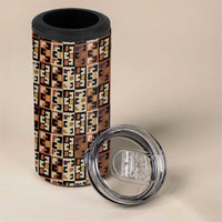 Kuba Flow 4 in 1 Can Cooler Tumbler with Geometric Tribal Blocks and Earth-Tone Mosaic Design - Wonder Print Shop