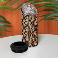 Kuba Flow 4 in 1 Can Cooler Tumbler with Geometric Tribal Blocks and Earth-Tone Mosaic Design - Wonder Print Shop