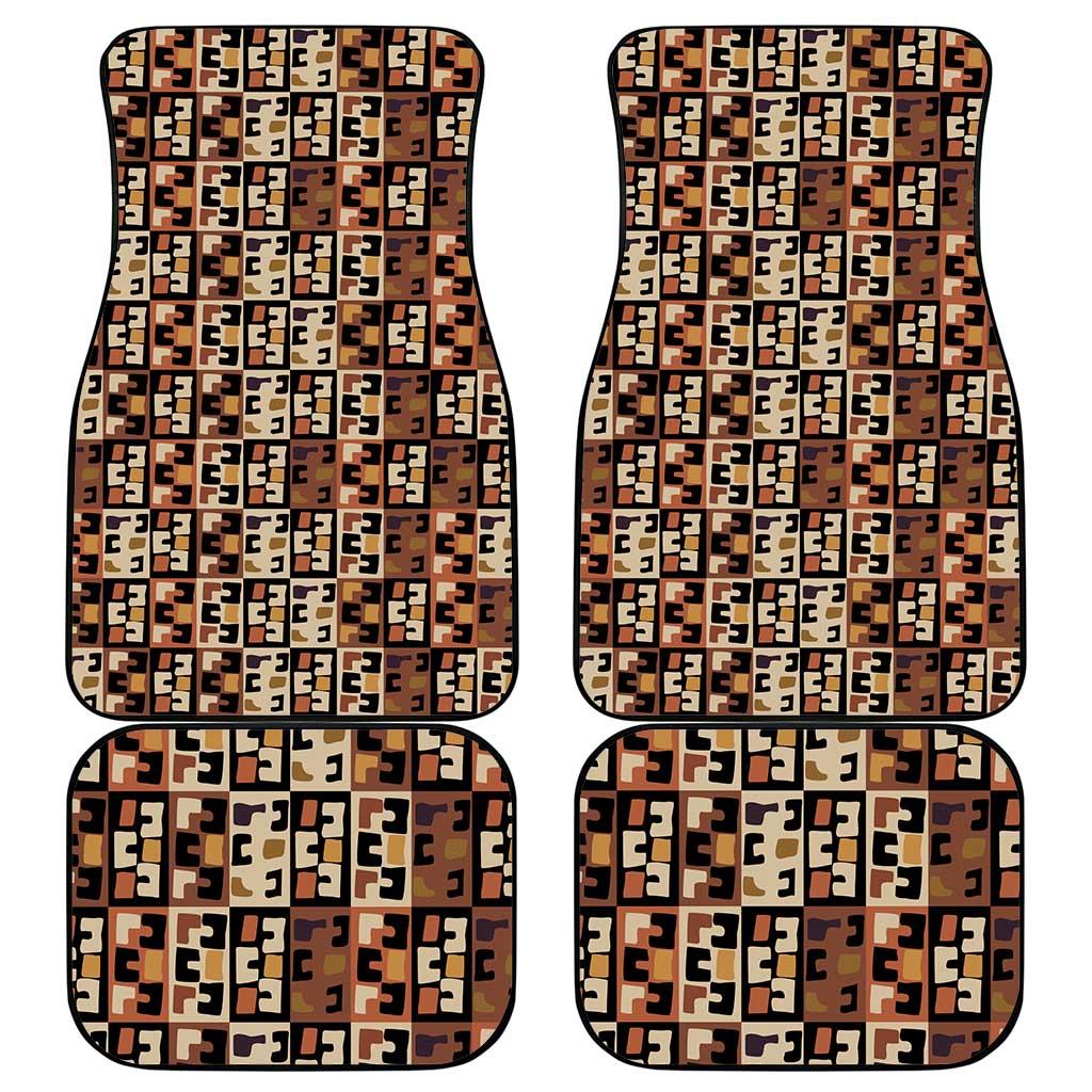 Kuba Flow Car Mats with Geometric Tribal Blocks and Earth-Tone Mosaic Design - Wonder Print Shop