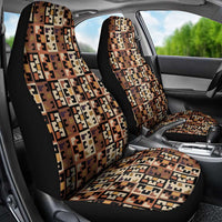 Kuba Flow Car Seat Cover with Geometric Tribal Blocks and Earth-Tone Mosaic Design - Wonder Print Shop