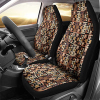 Kuba Flow Car Seat Cover with Geometric Tribal Blocks and Earth-Tone Mosaic Design - Wonder Print Shop