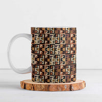 Kuba Flow Ceramic Mug with Geometric Tribal Blocks and Earth-Tone Mosaic Design - Wonder Print Shop