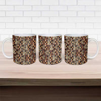 Kuba Flow Ceramic Mug with Geometric Tribal Blocks and Earth-Tone Mosaic Design - Wonder Print Shop