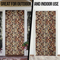 Kuba Flow Door Cover with Geometric Tribal Blocks and Earth-Tone Mosaic Design - Wonder Print Shop