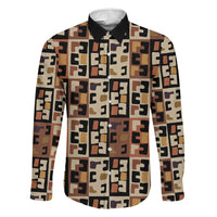Kuba Flow Family Matching Mermaid Dress and Hawaiian Shirt with Geometric Tribal Blocks and Earth-Tone Mosaic Design - Wonder Print Shop