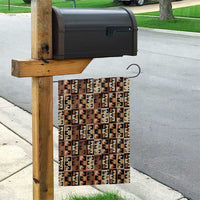 Kuba Flow Garden Flag with Geometric Tribal Blocks and Earth-Tone Mosaic Design - Wonder Print Shop